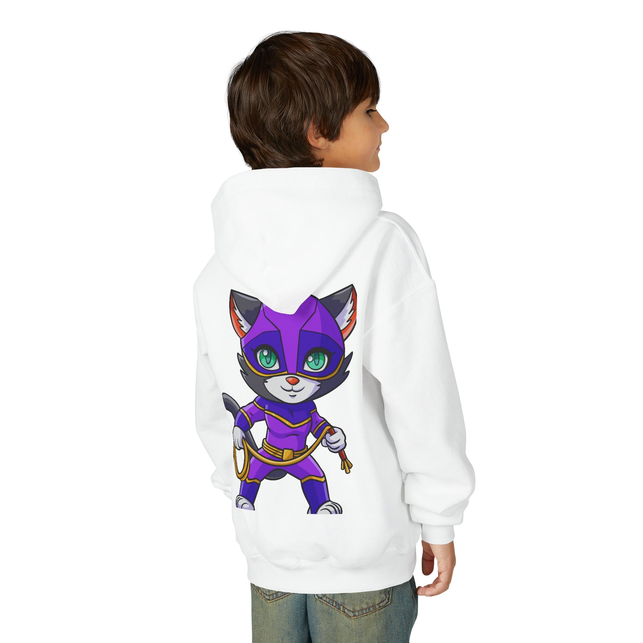 Kid's Game Time Hoodie with Cat Hero Design