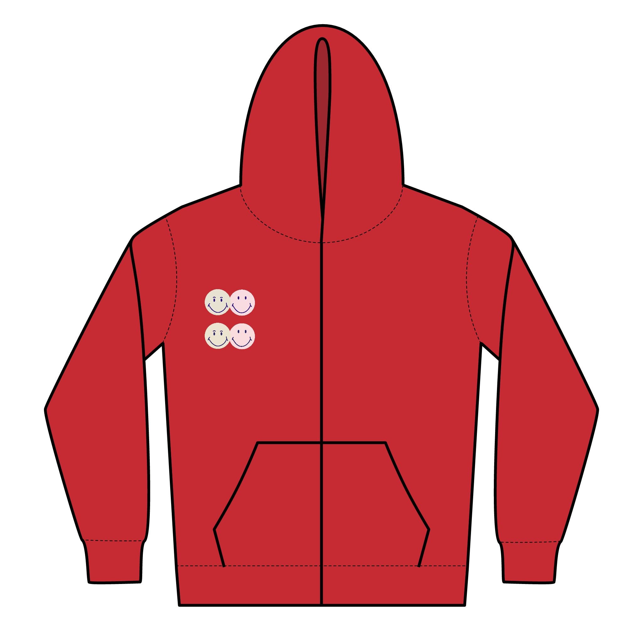 Cute Ice Cream Faces Youth Zipped Hoodie