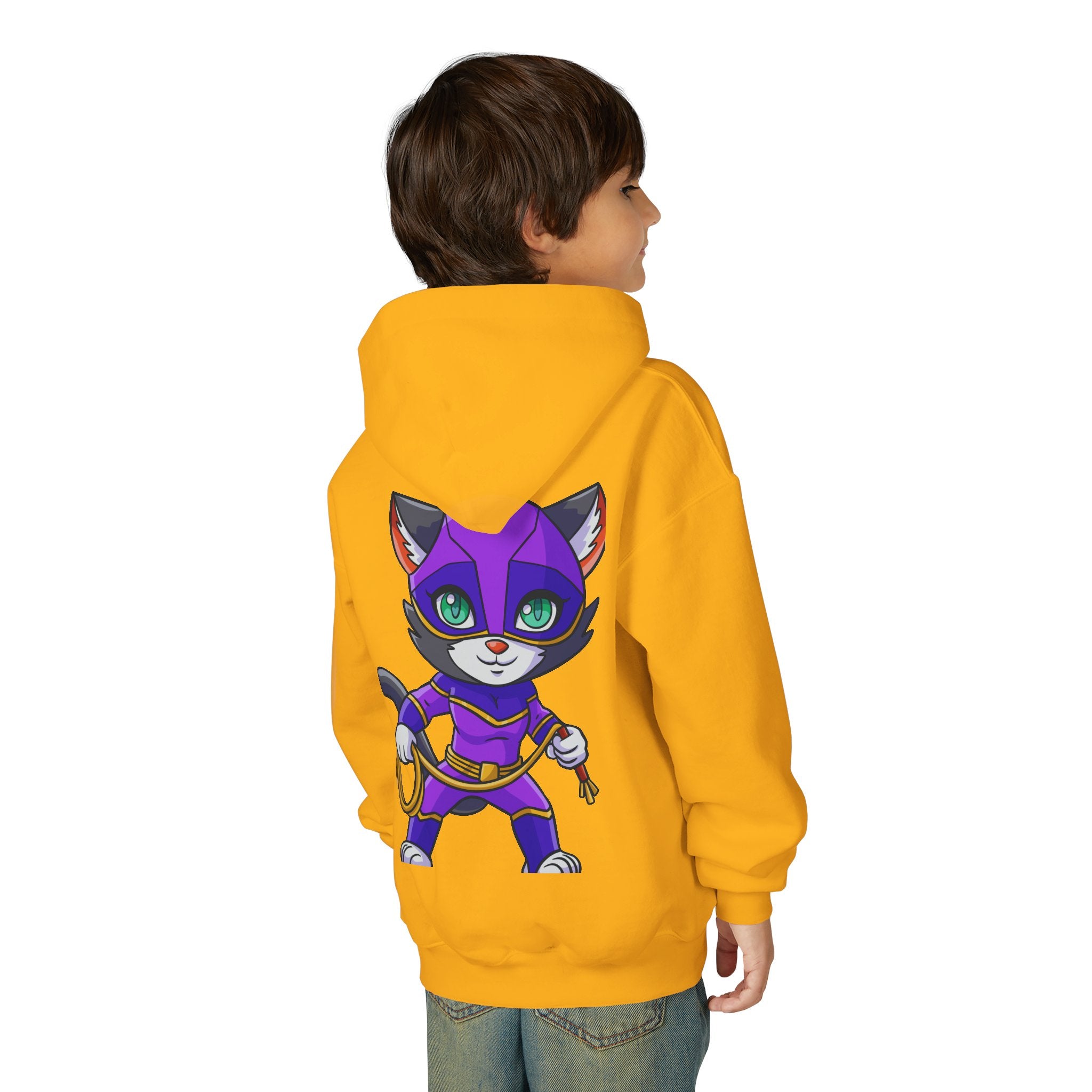 Kid's Game Time Hoodie with Cat Hero Design