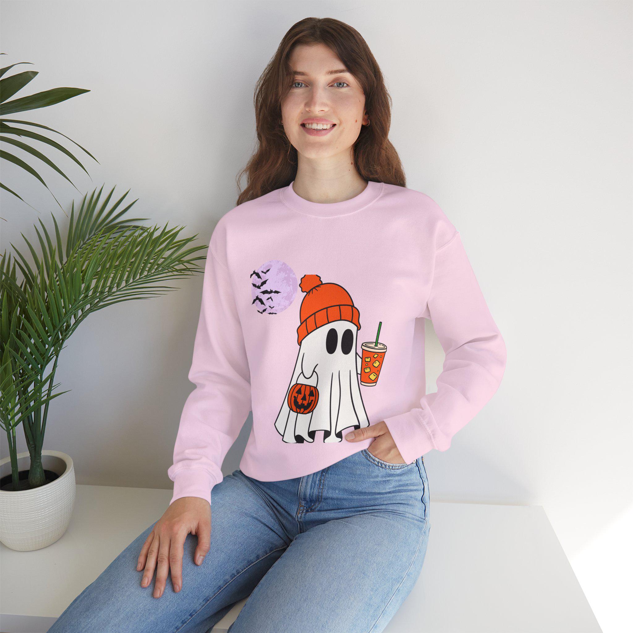 Cute Ghost Halloween Sweatshirt, Unisex Crewneck, Cozy Fall Fashion, Halloween Gift, Casual Sweater, Spooky Season Essentials