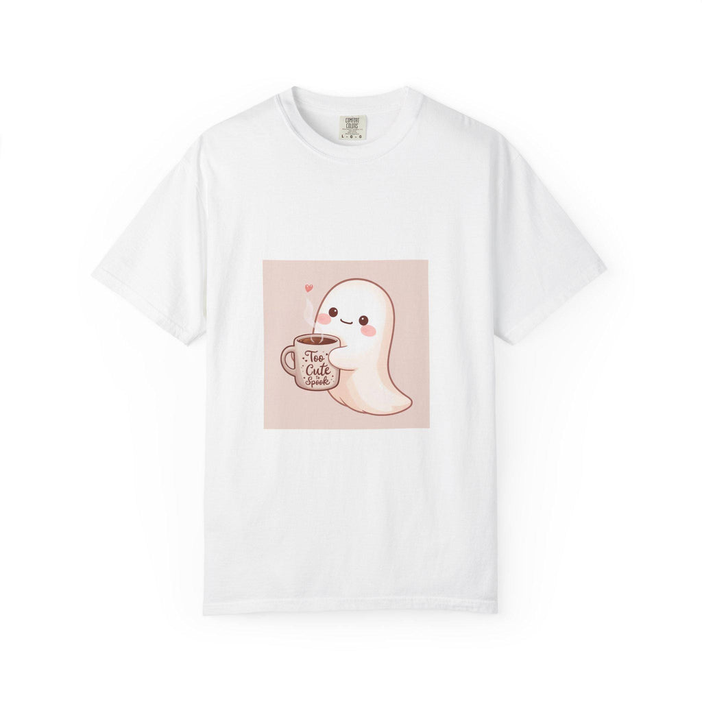 Kawaii Ghost T-shirt, Pastel Aesthetic Tee, Halloween Coffee Lover Gift, Funny Graphic Shirt, Mint Green Unisex Top, Cozy Fall Clothing,