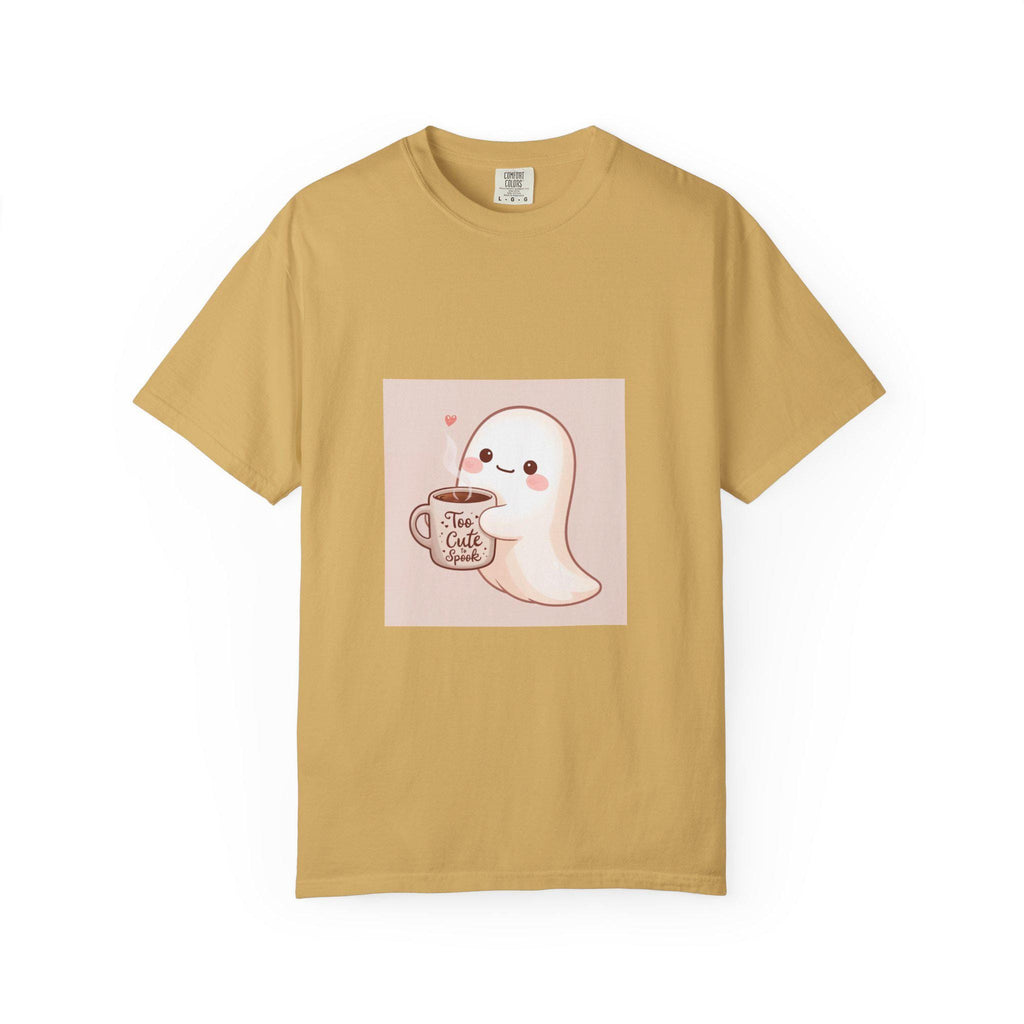 Kawaii Ghost T-shirt, Pastel Aesthetic Tee, Halloween Coffee Lover Gift, Funny Graphic Shirt, Mint Green Unisex Top, Cozy Fall Clothing,