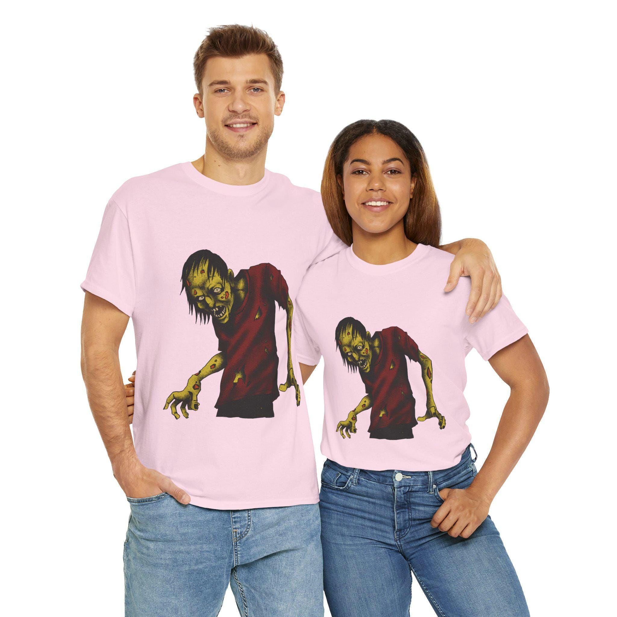 Zombie Halloween Unisex Tee: Spooky Graphic Print, Couples