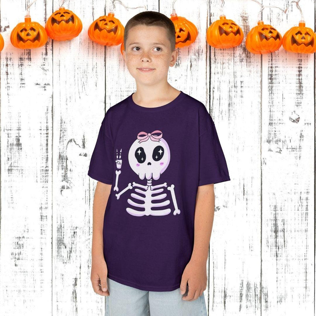 Cute Skeleton Kids Tee, Halloween Shirt, Gift for Kids, Fun Skeleton Design, Casual Kids Wear, Birthday Party Clothing