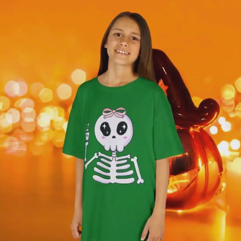 Cute Skeleton Kids Tee, Halloween Shirt, Gift for Kids, Fun Skeleton Design, Casual Kids Wear, Birthday Party Clothing